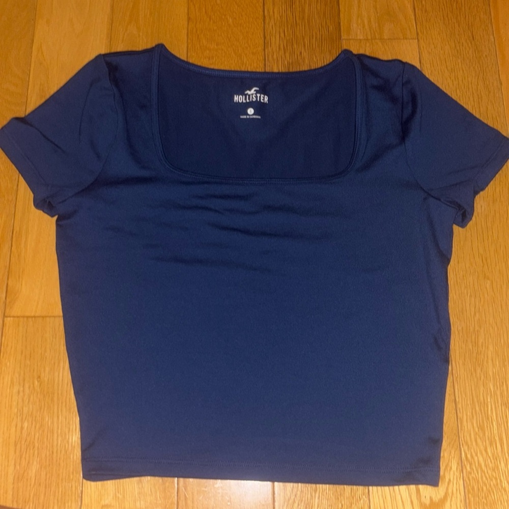 Square neck tee, navy blue , small